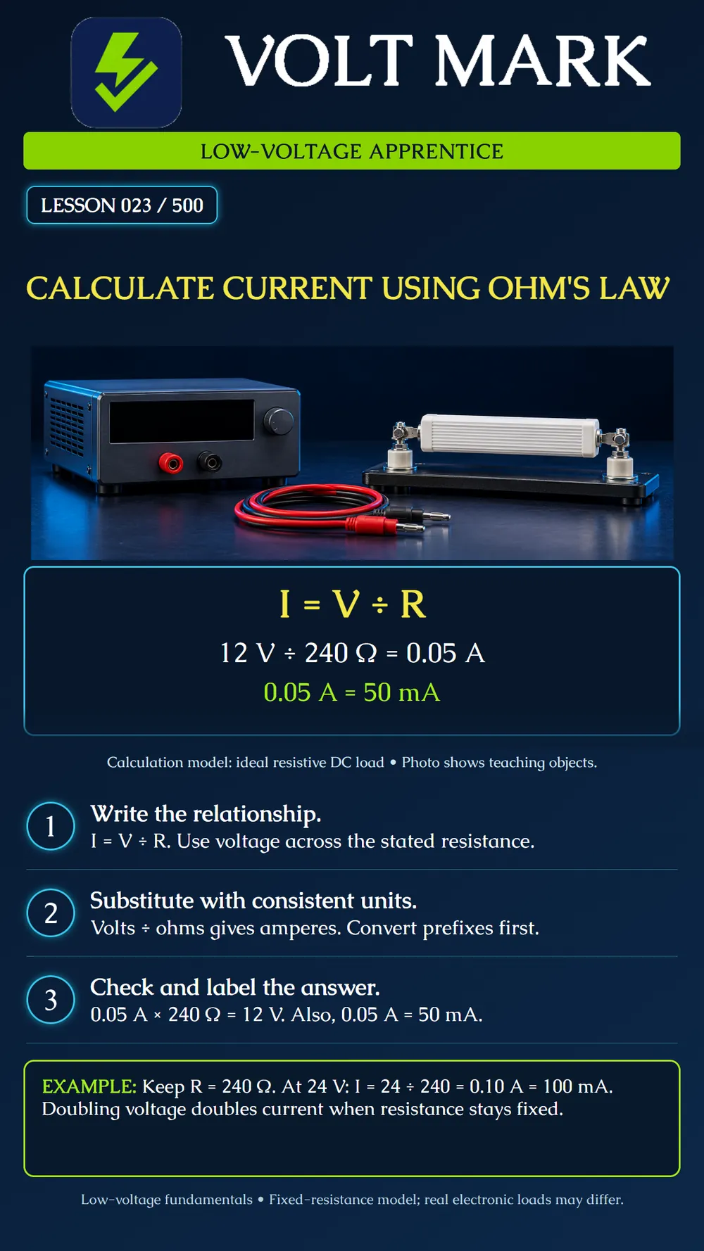 Calculating current using Ohm's law