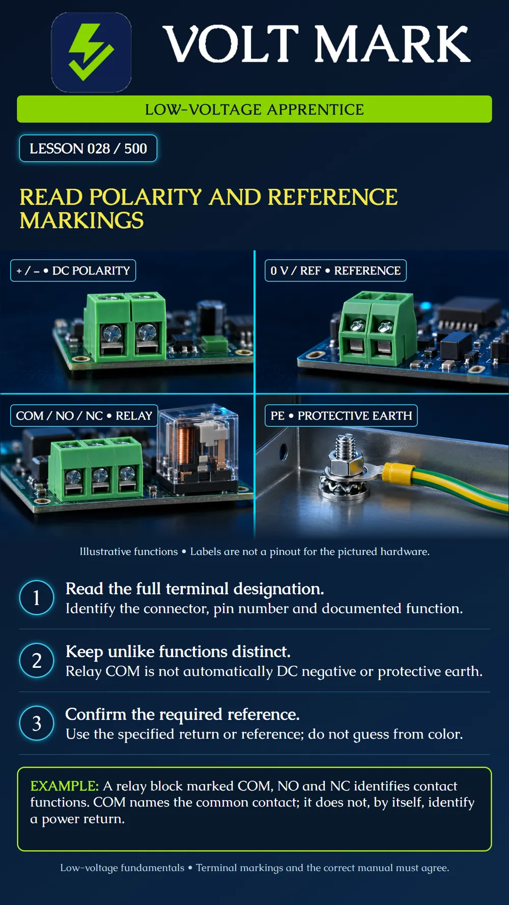 Reading polarity and reference markings