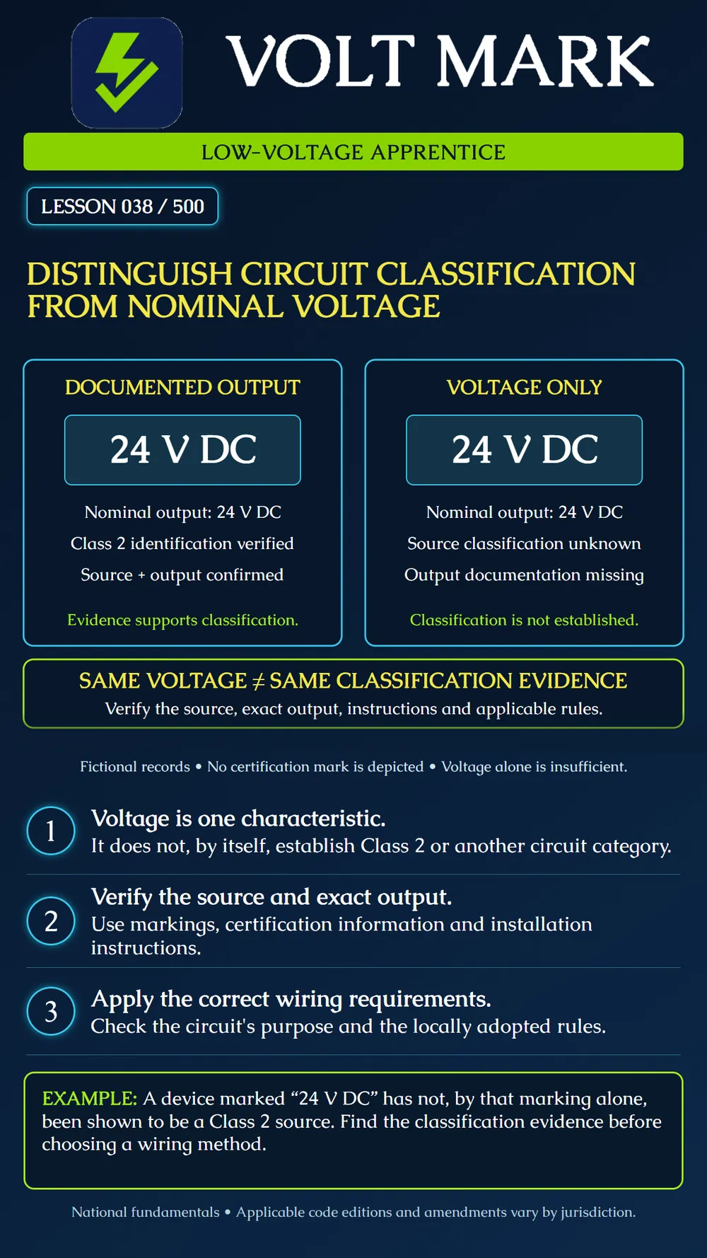Distinguishing circuit classification from nominal voltage