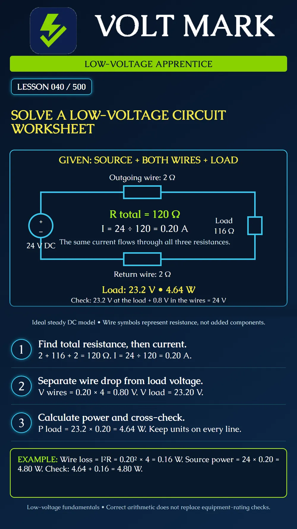 Completing a low-voltage circuit worksheet