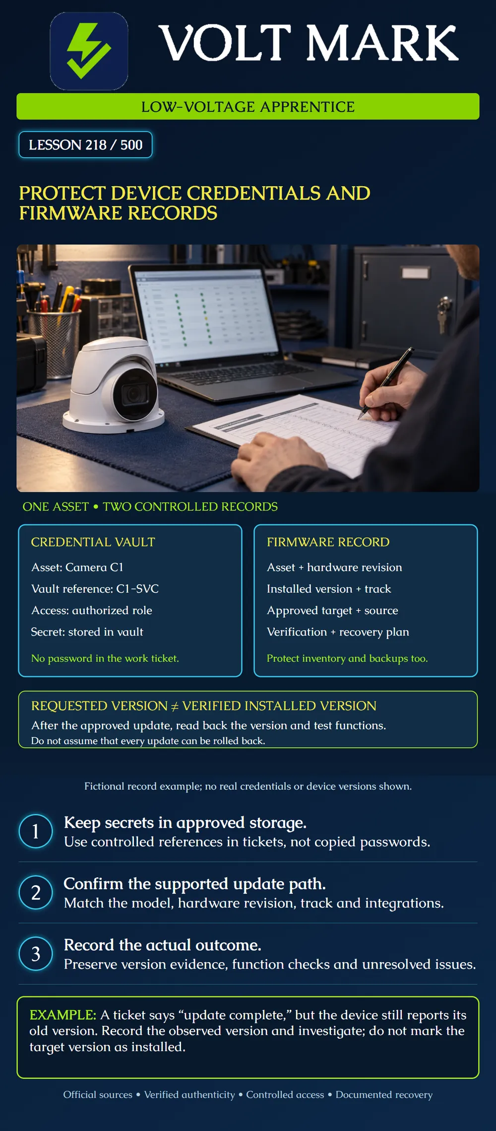 Protect device credentials and firmware records