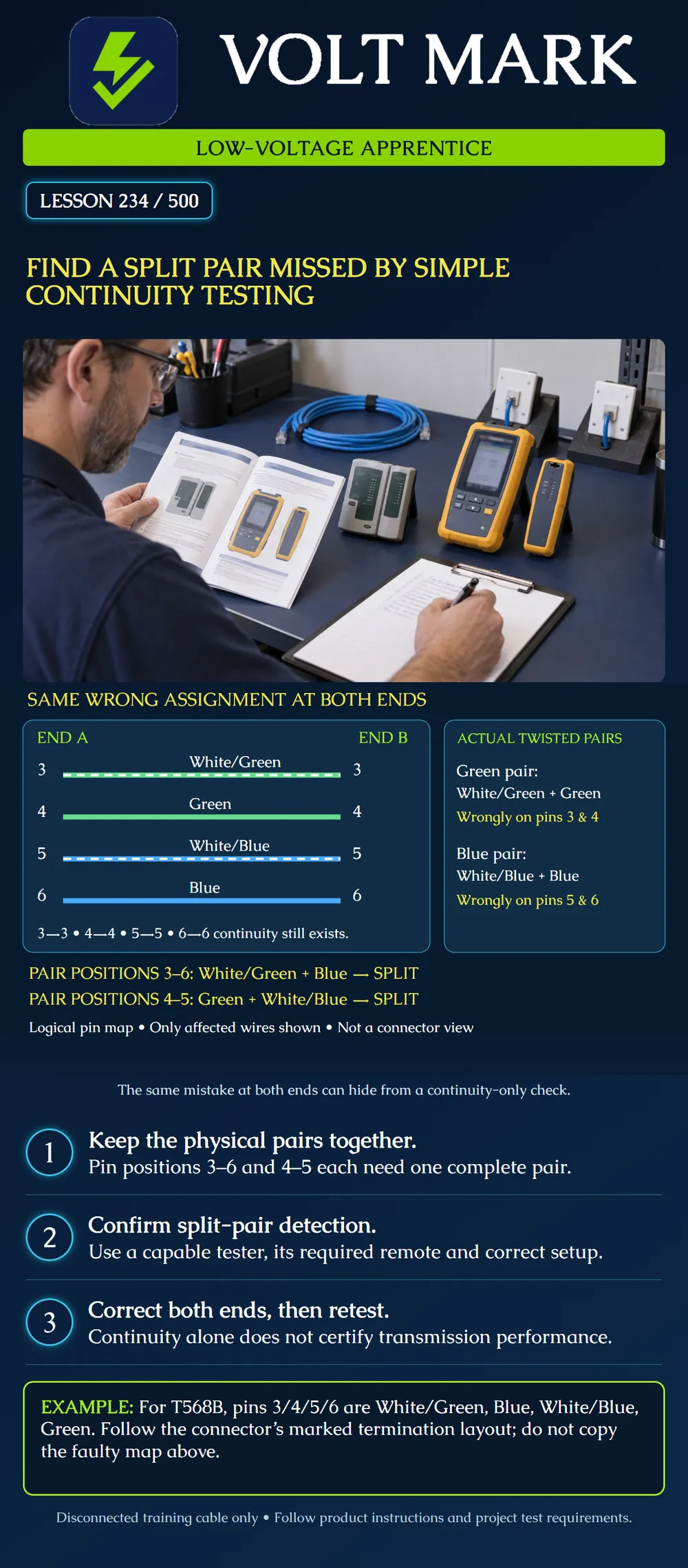 Find a split pair missed by simple continuity testing