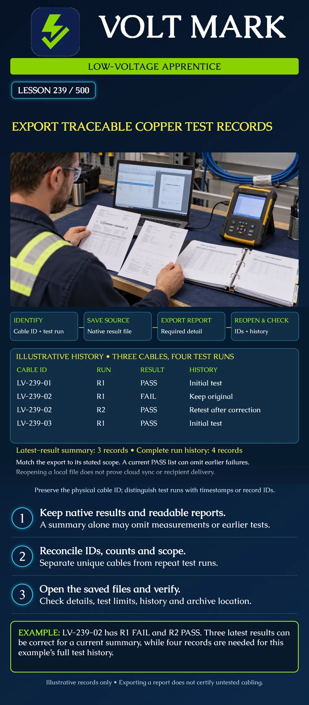Export traceable copper test records