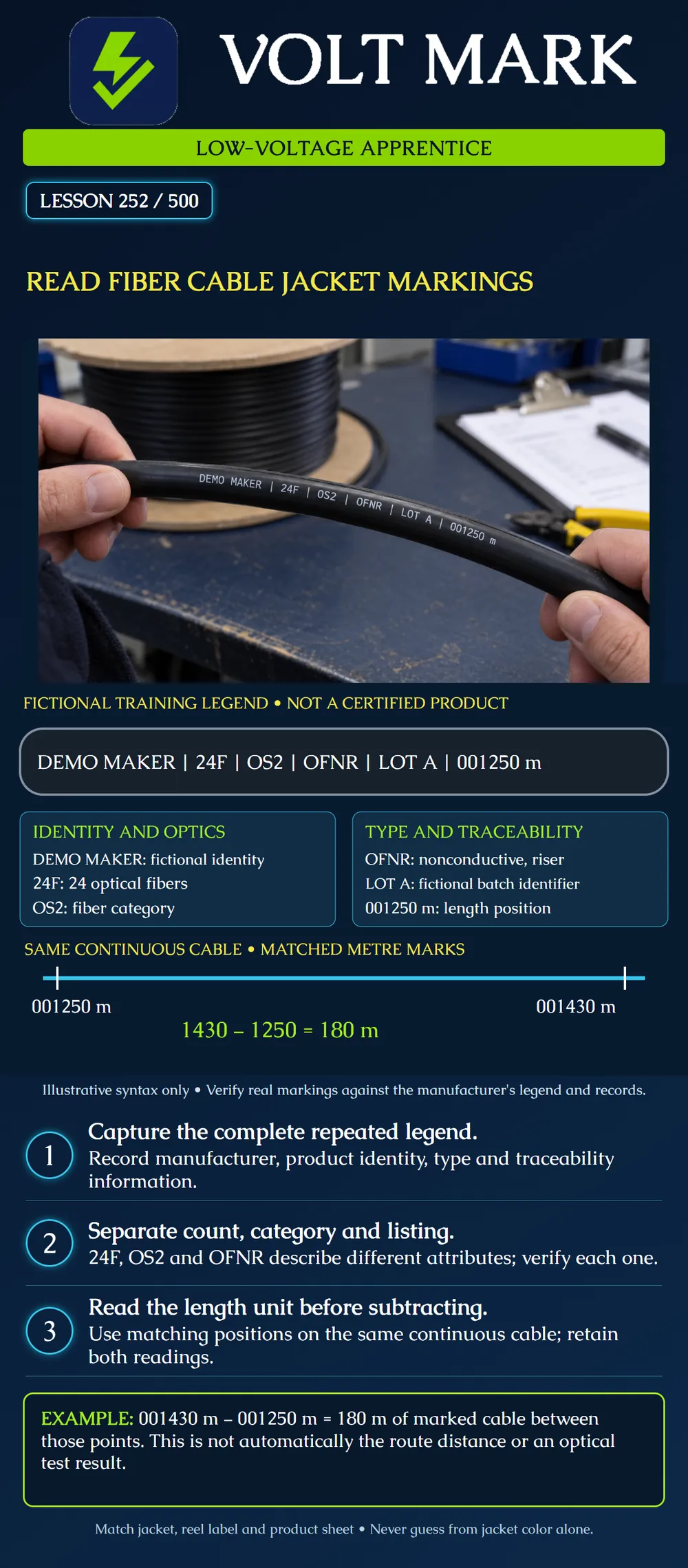 Read fiber cable jacket markings