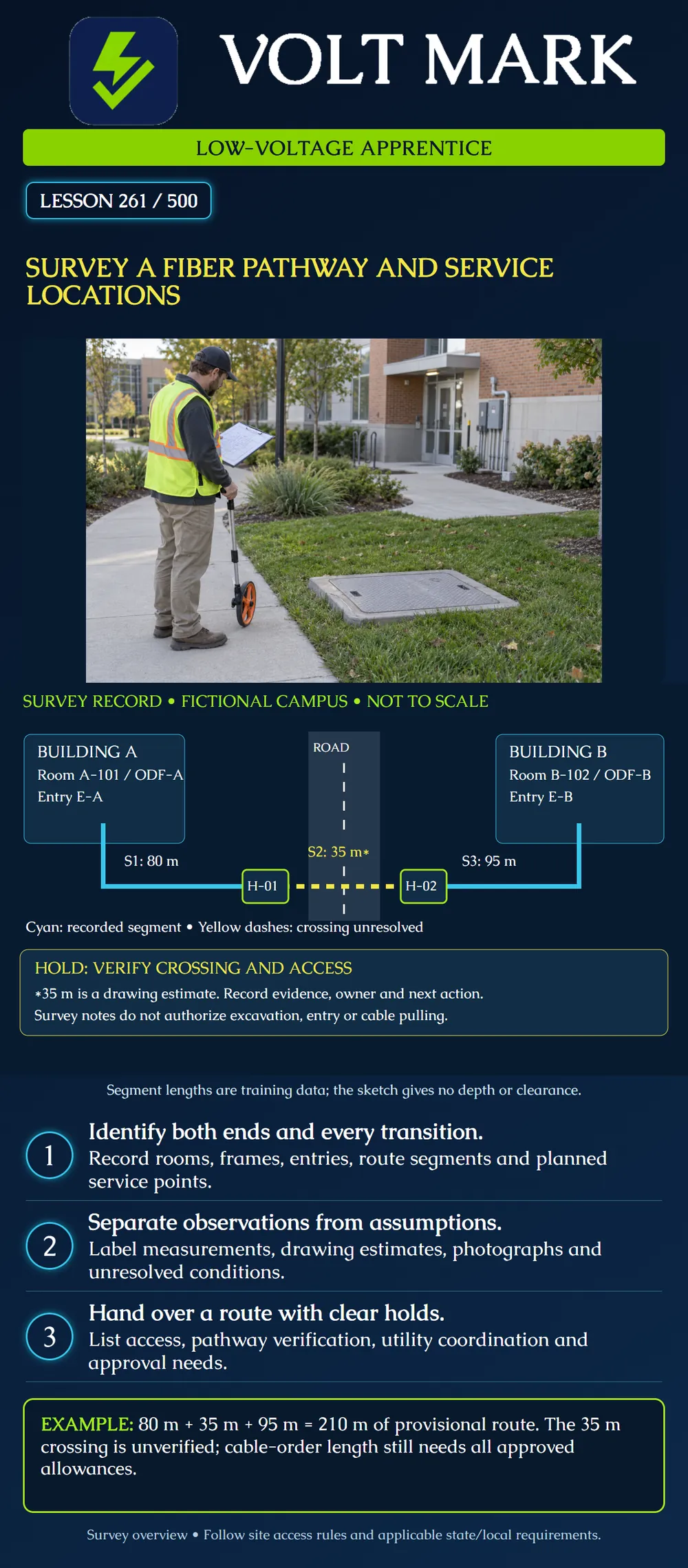 Survey a fiber pathway and service locations