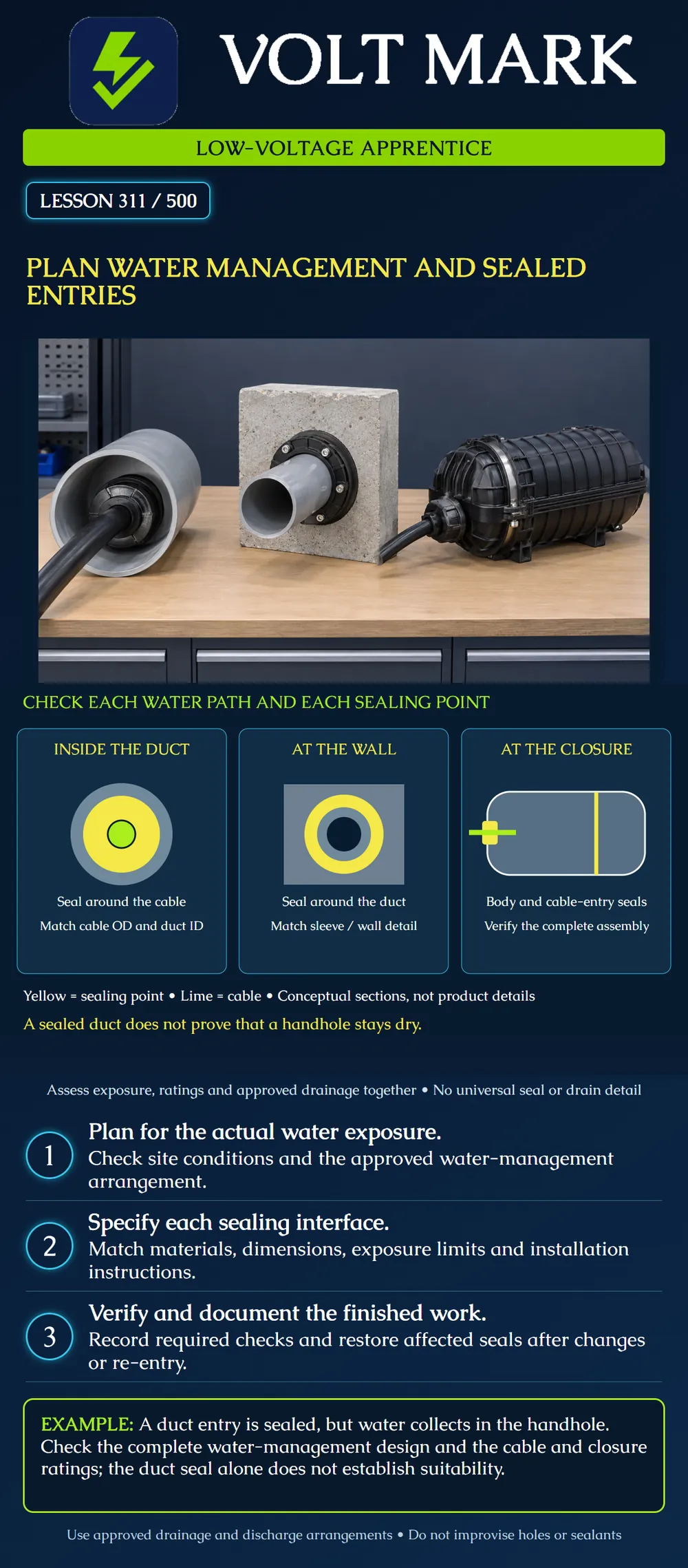 Plan water management and sealed entries