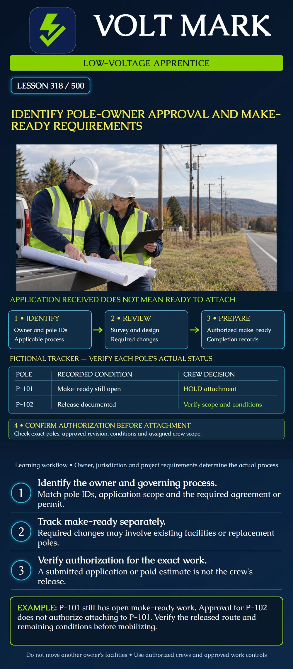 Identify pole-owner approval and make-ready requirements