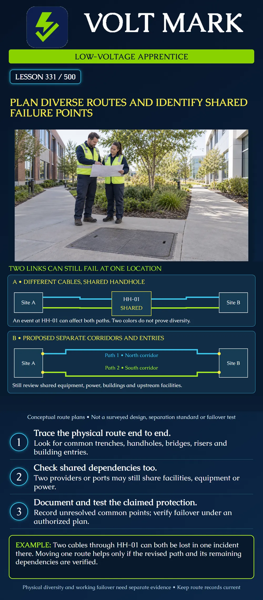 Plan diverse routes and identify shared failure points
