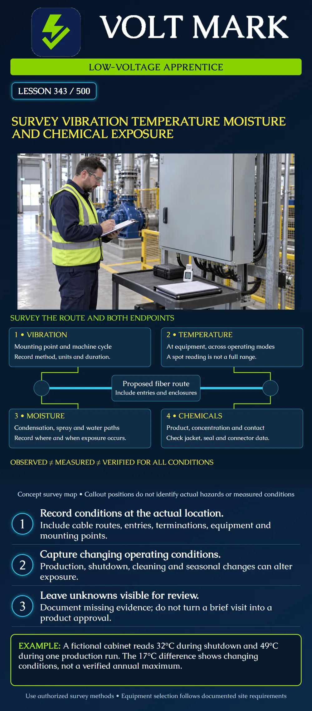 Survey vibration temperature moisture and chemical exposure