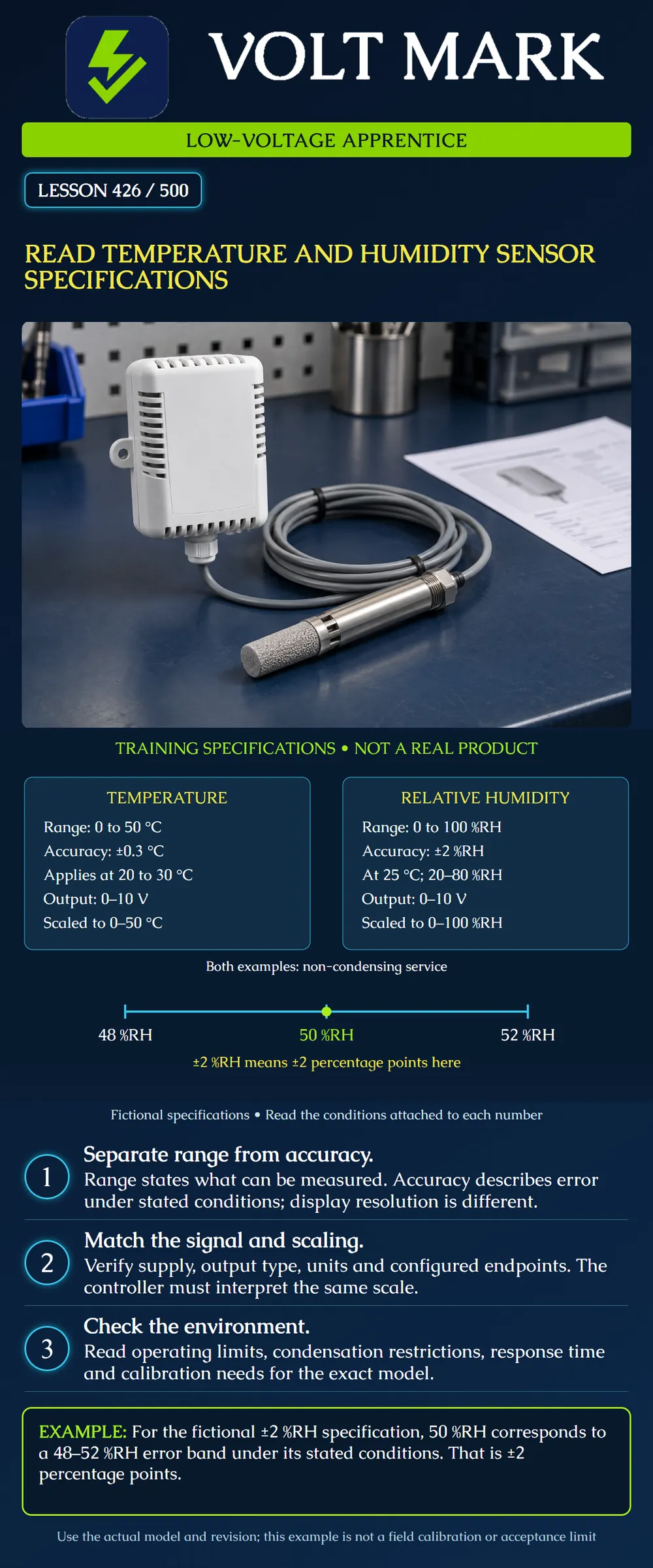 Read temperature and humidity sensor specifications