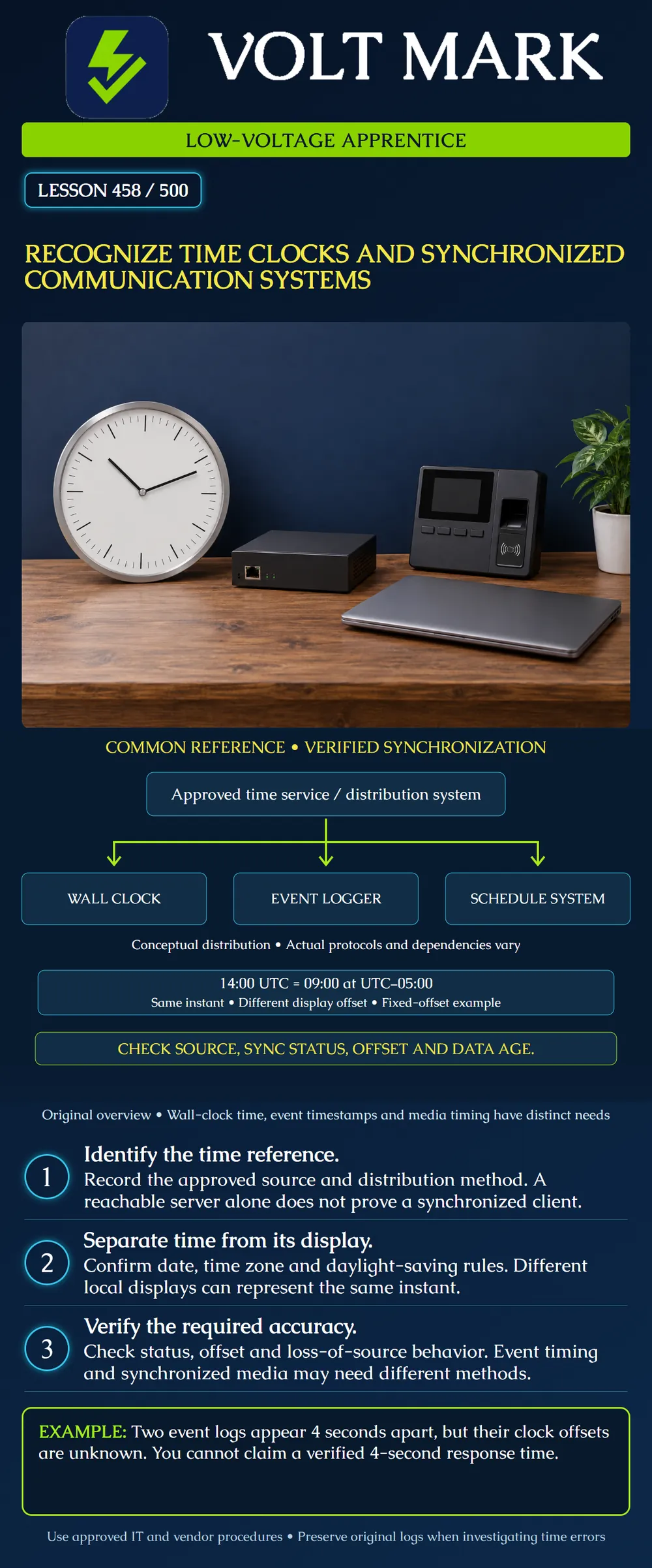 Recognize time clocks and synchronized communication systems