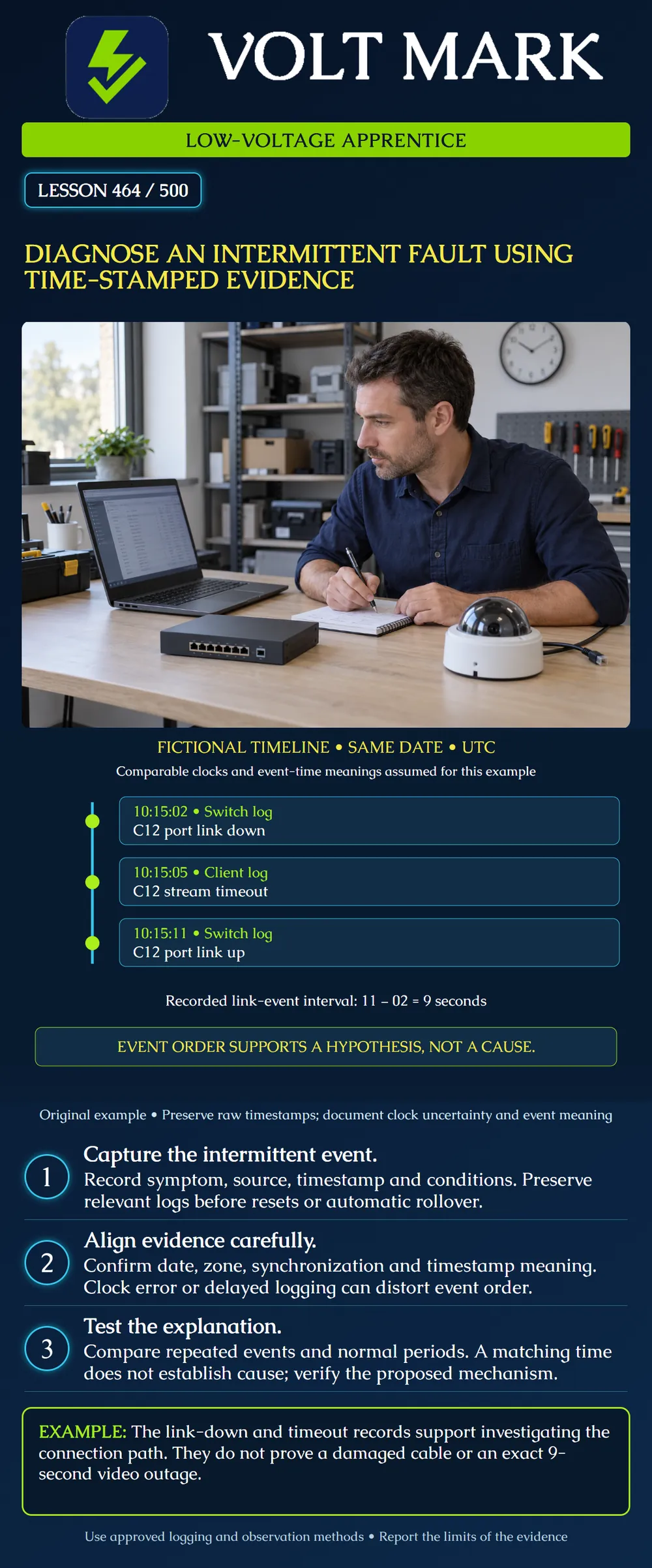 Diagnose an intermittent fault using time-stamped evidence