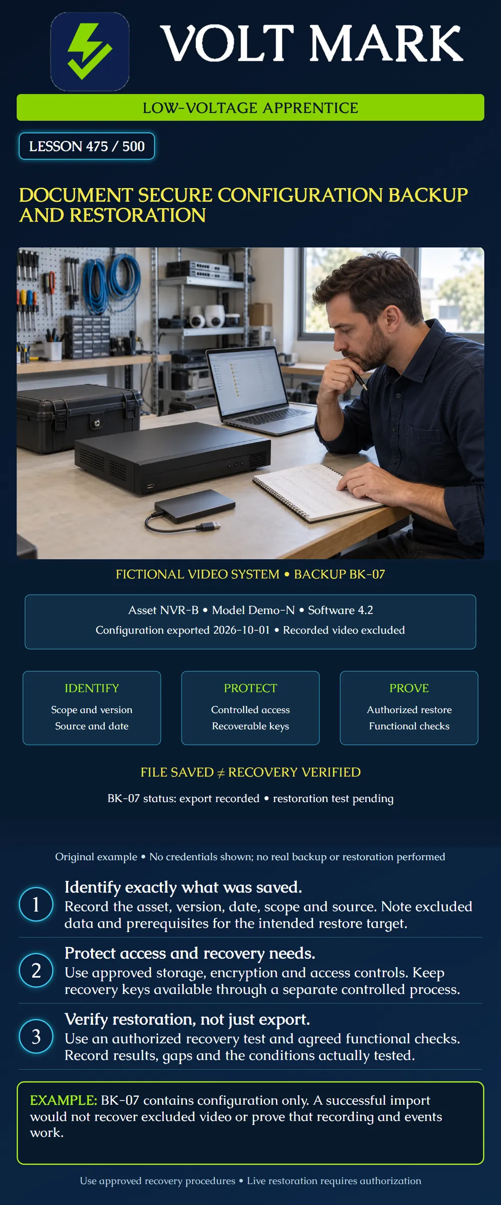 Document secure configuration backup and restoration