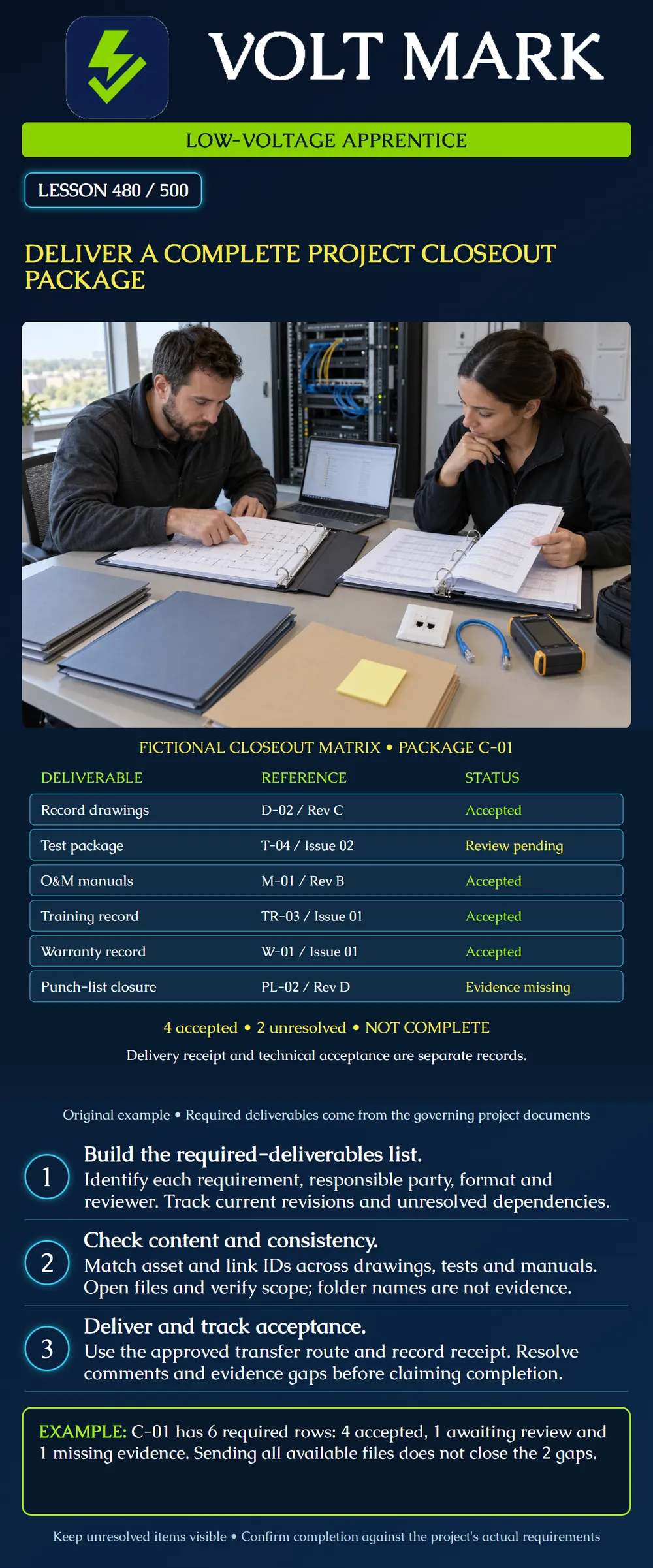 Deliver a complete project closeout package